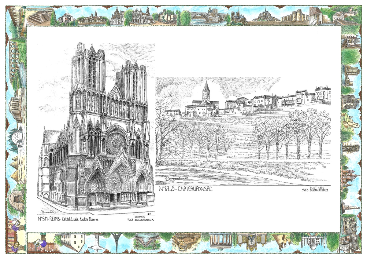 MONOCARTE N 51001-87049 - REIMS - cath�drale notre dame / CHATEAUPONSAC - vue
