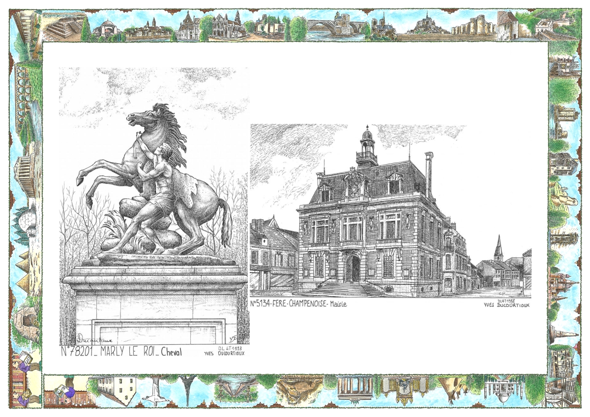 MONOCARTE N 51034-78201 - FERE CHAMPENOISE - mairie / MARLY LE ROI - cheval