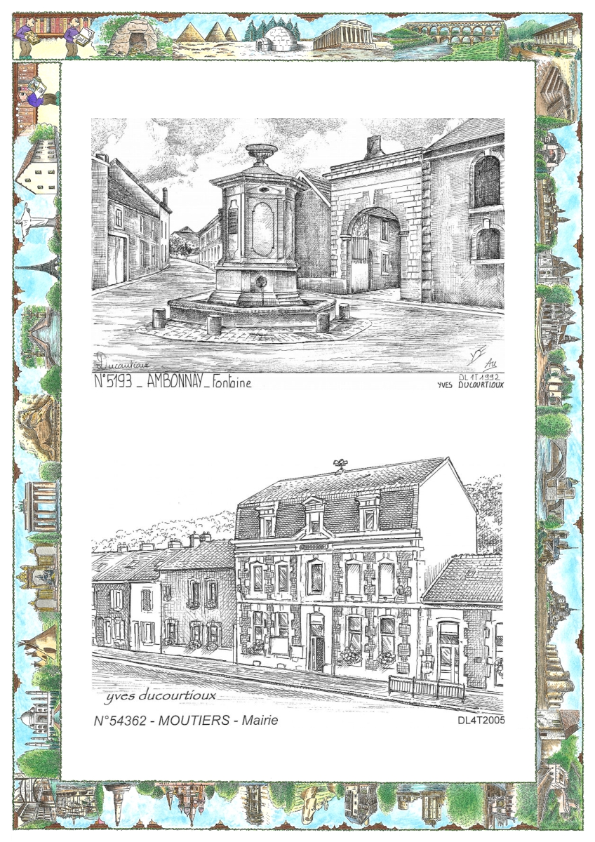 MONOCARTE N 51093-54362 - AMBONNAY - fontaine / MOUTIERS - mairie