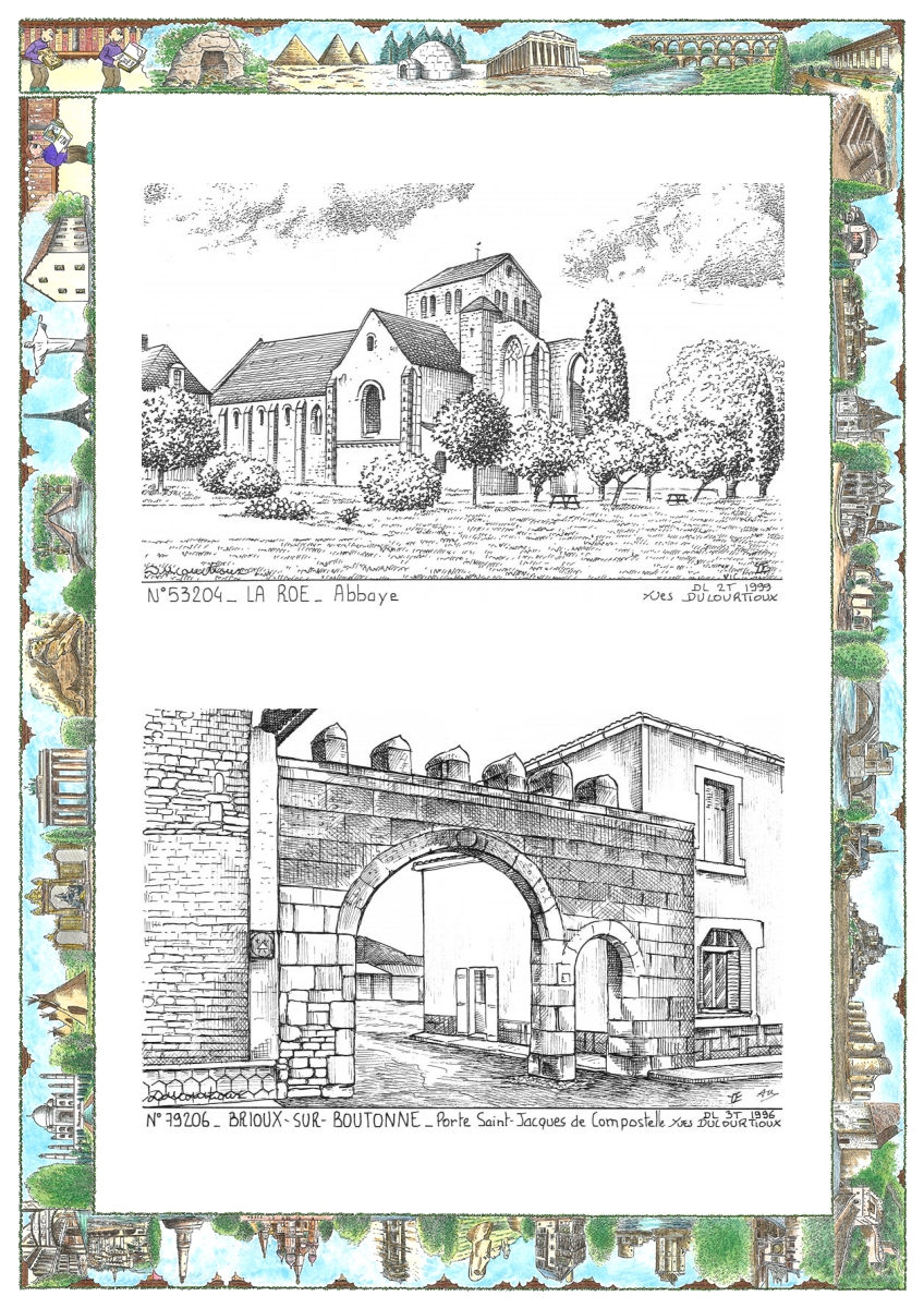 MONOCARTE N 53204-79206 - LA ROE - abbaye / BRIOUX SUR BOUTONNE - porte st jacques de compostell