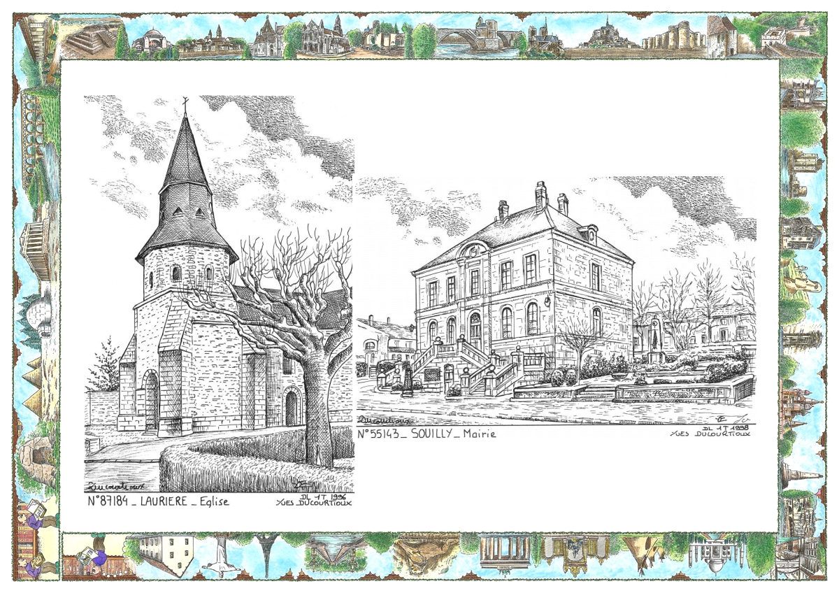 MONOCARTE N 55143-87184 - SOUILLY - ancienne mairie / LAURIERE - �glise