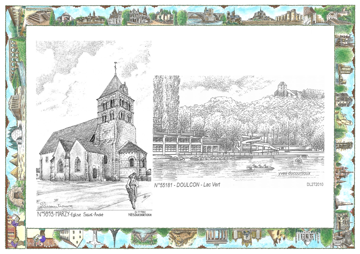 MONOCARTE N 55181-58059 - DOULCON - lac vert / MARZY - �glise st andr�