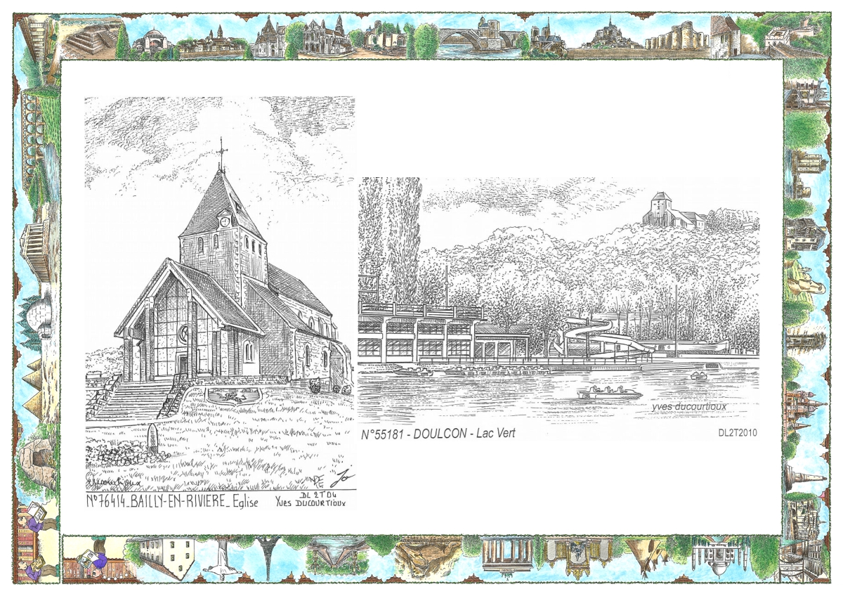 MONOCARTE N 55181-76414 - DOULCON - lac vert / BAILLY EN RIVIERE - �glise