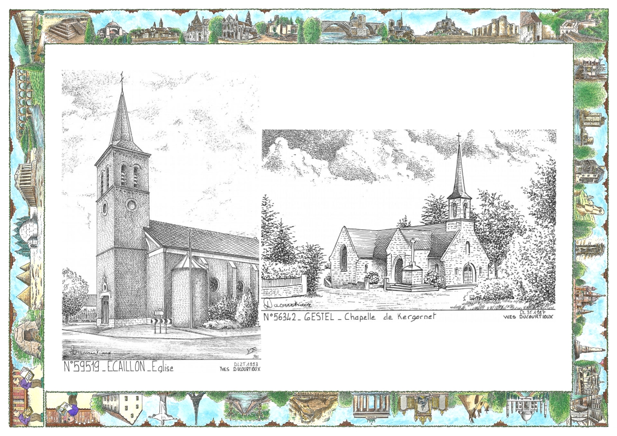 MONOCARTE N 56342-59519 - GESTEL - chapelle de kergornet / ECAILLON - �glise