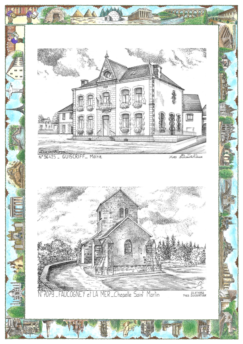 MONOCARTE N 56425-70079 - GUISCRIFF - mairie / FAUCOGNEY ET LA MER - chapelle st martin