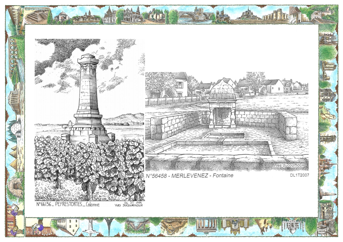 MONOCARTE N 56458-66136 - MERLEVENEZ - fontaine / PEYRESTORTES - colonne