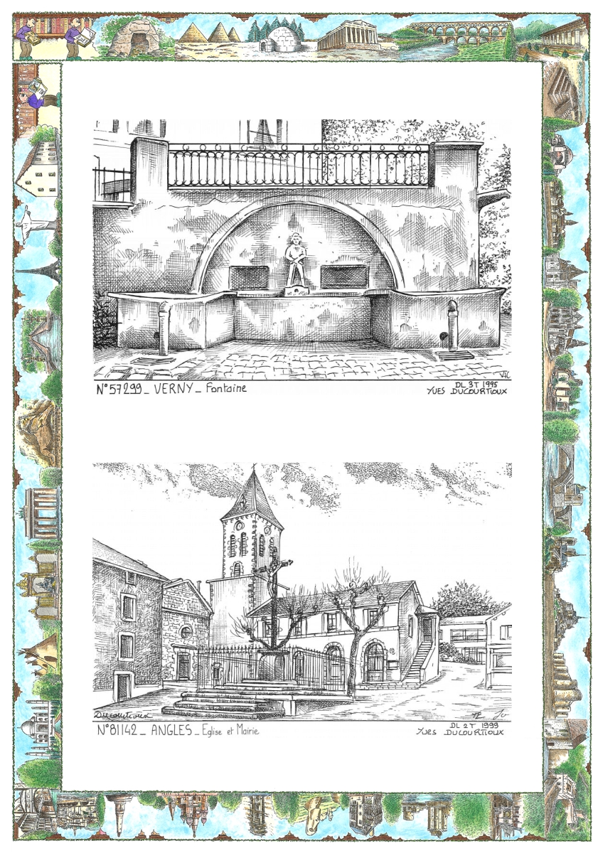 MONOCARTE N 57299-81142 - VERNY - fontaine / ANGLES - �glise et mairie
