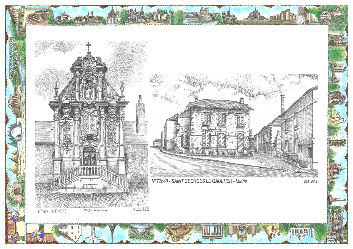 MONOCARTE N 58003-72640 - NEVERS - �glise ste marie / ST GEORGES LE GAULTIER - mairie