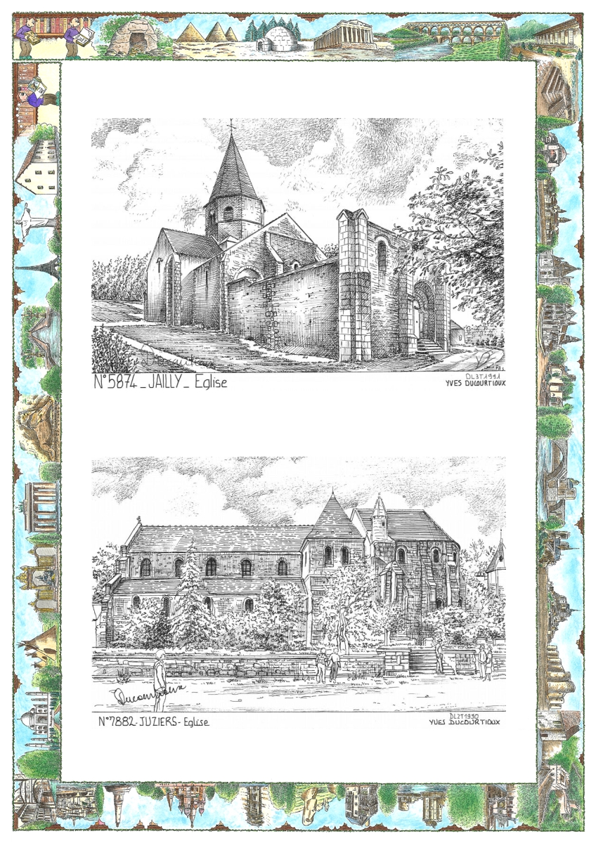 MONOCARTE N 58074-78082 - JAILLY - �glise / JUZIERS - �glise