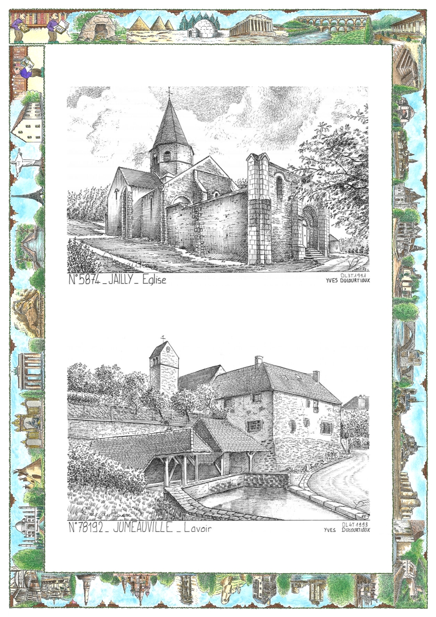 MONOCARTE N 58074-78192 - JAILLY - �glise / JUMEAUVILLE - lavoir