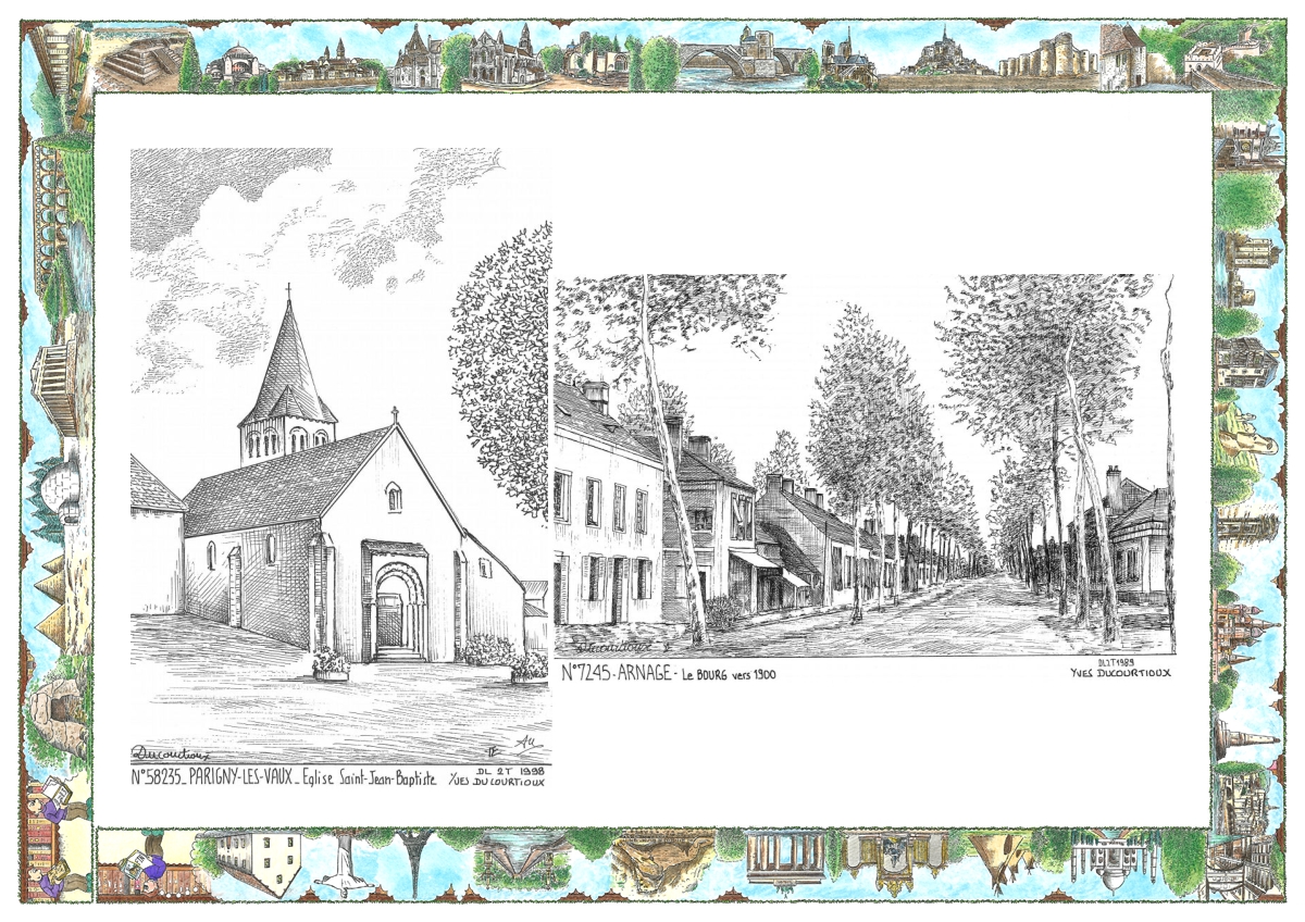 MONOCARTE N 58235-72045 - PARIGNY LES VAUX - �glise st jean baptiste / ARNAGE - le bourg vers 1900