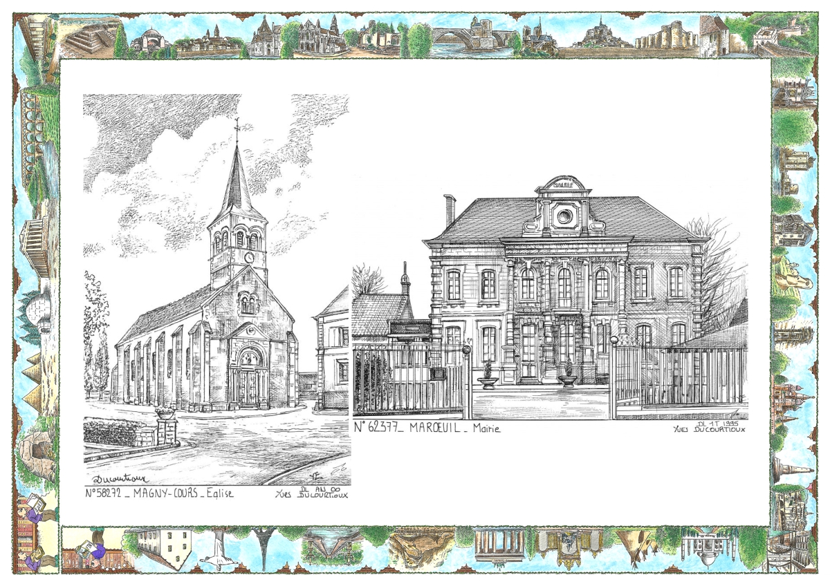 MONOCARTE N 58272-62377 - MAGNY COURS - �glise / MAROEUIL - mairie