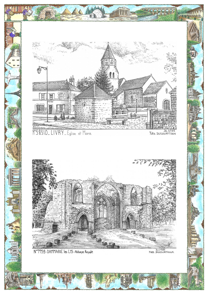 MONOCARTE N 58310-77059 - LIVRY - �glise et mairie / DAMMARIE LES LYS - abbaye royale