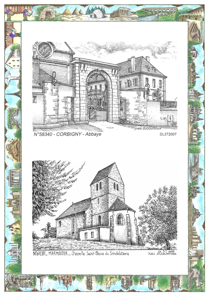 MONOCARTE N 58340-67287 - CORBIGNY - abbaye / MARMOUTIER - chapelle st blaise du sindelsb