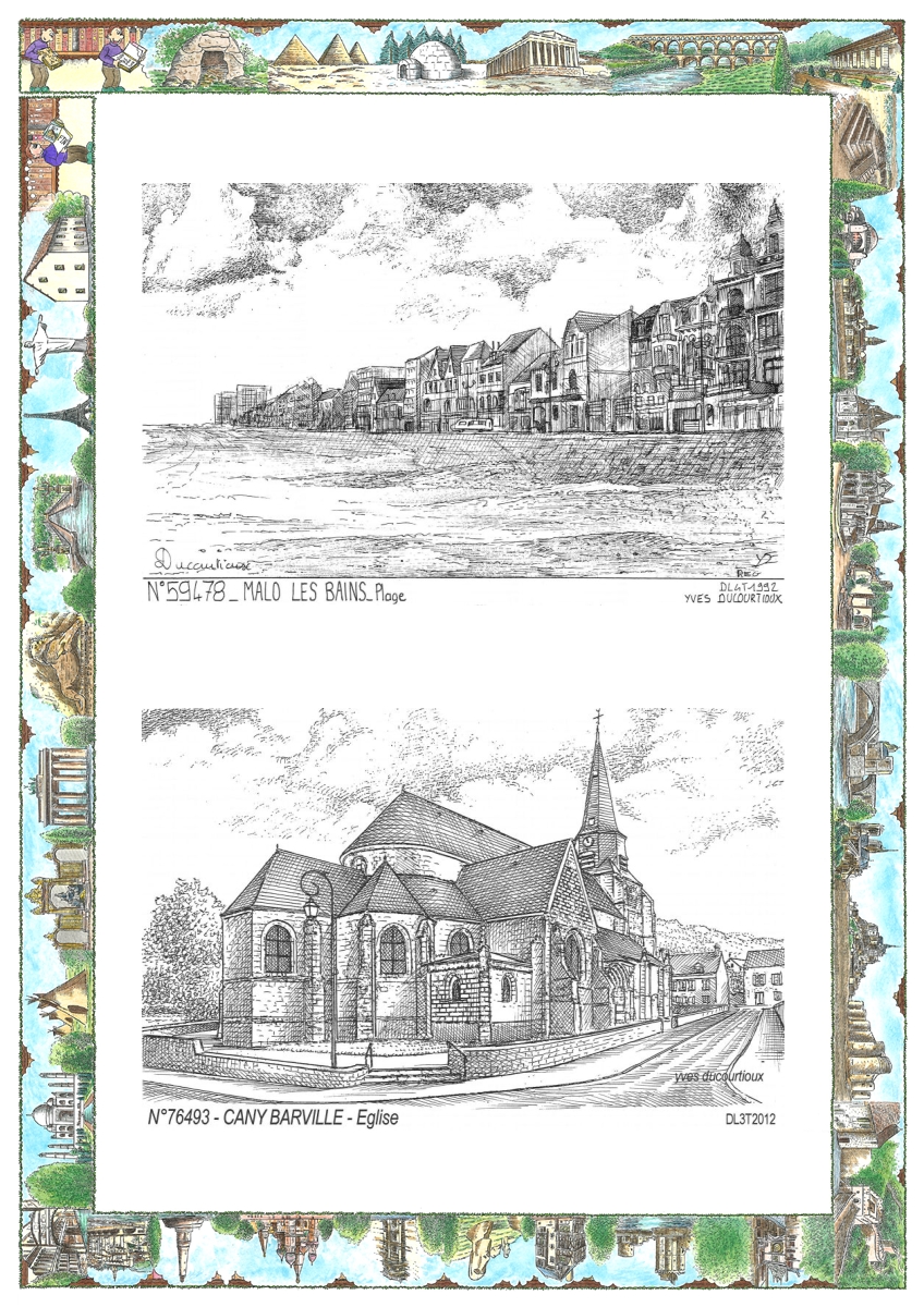 MONOCARTE N 59478-76493 - MALO LES BAINS - plage / CANY BARVILLE - �glise