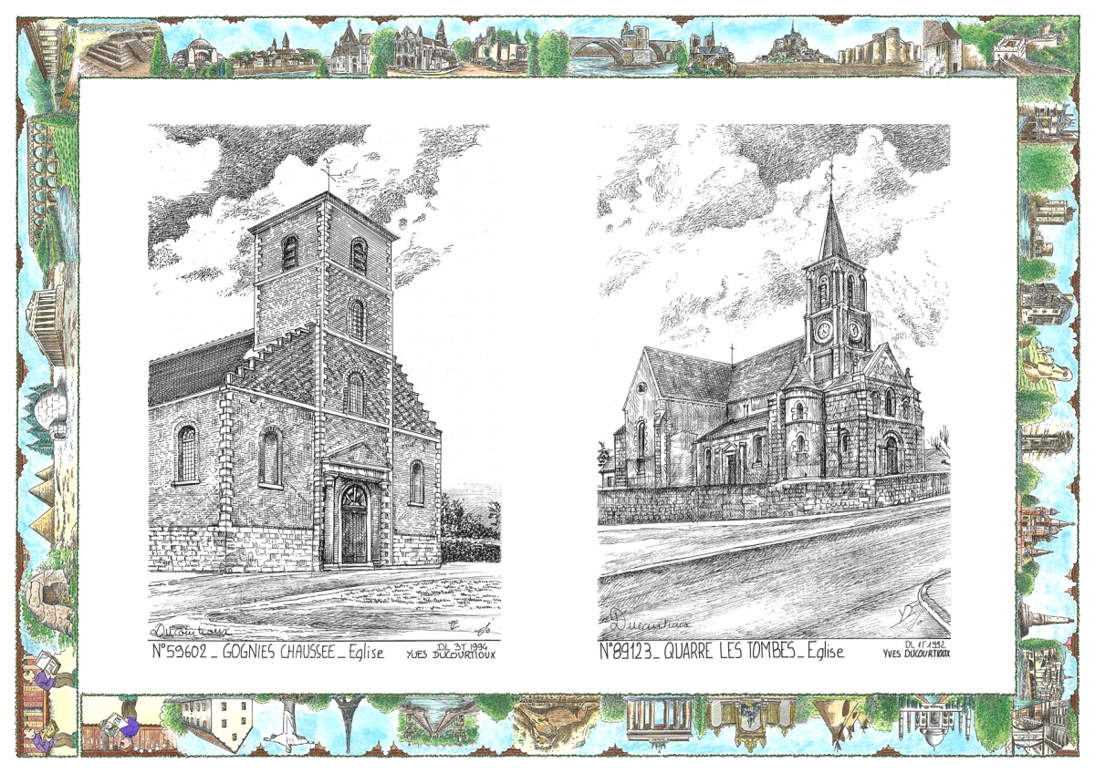 MONOCARTE N 59602-89123 - GOGNIES CHAUSSEE - �glise / QUARRE LES TOMBES - �glise