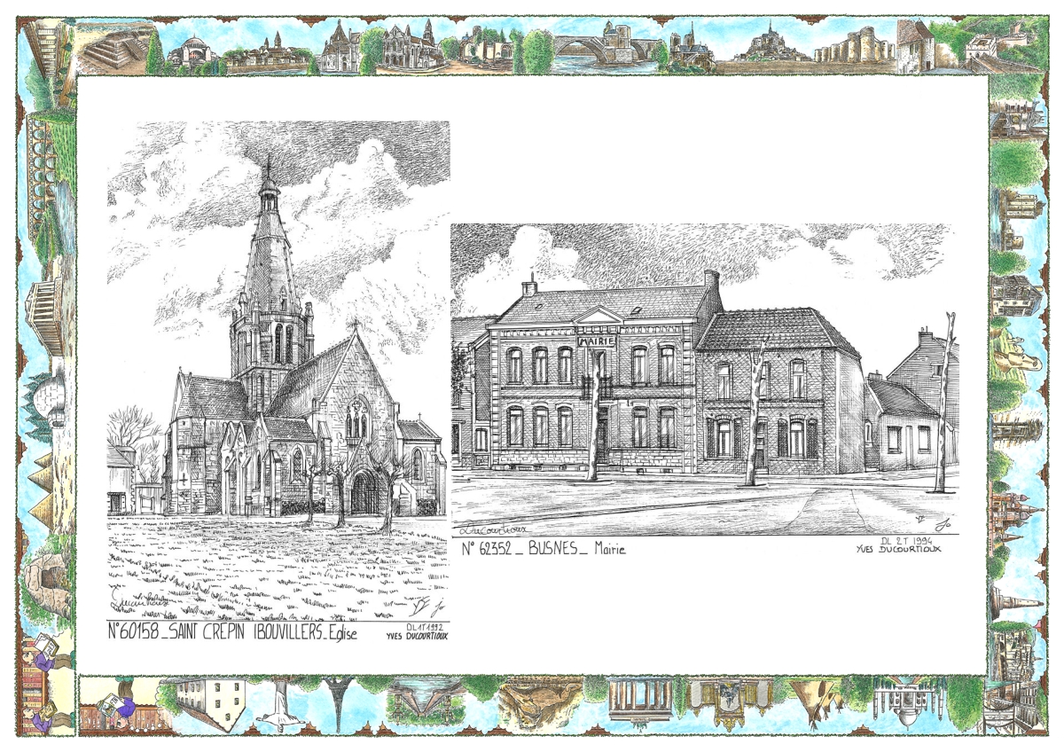 MONOCARTE N 60158-62352 - ST CREPIN IBOUVILLERS - �glise / BUSNES - mairie