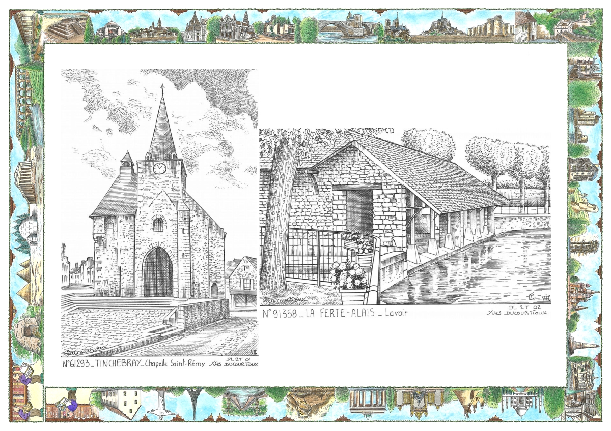 MONOCARTE N 61293-91358 - TINCHEBRAY - chapelle st r�my / LA FERTE ALAIS - lavoir