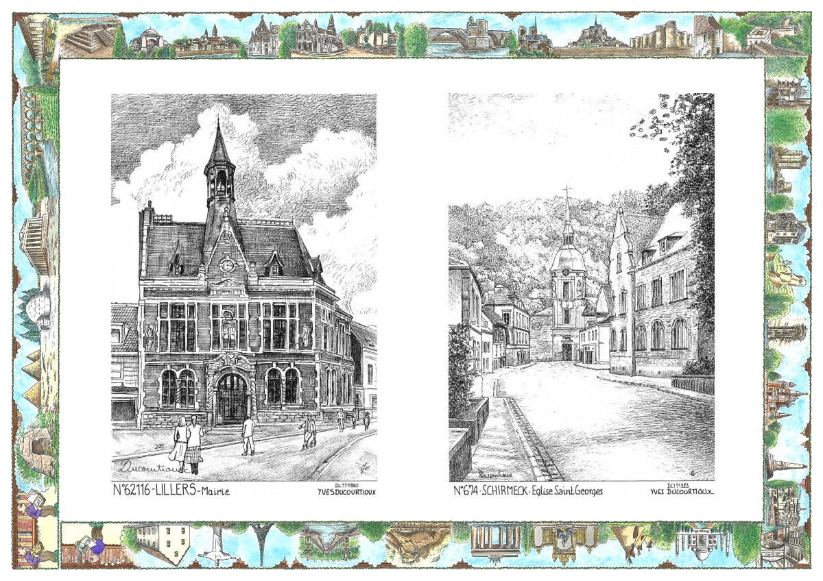 MONOCARTE N 62116-67004 - LILLERS - mairie / SCHIRMECK - �glise st georges