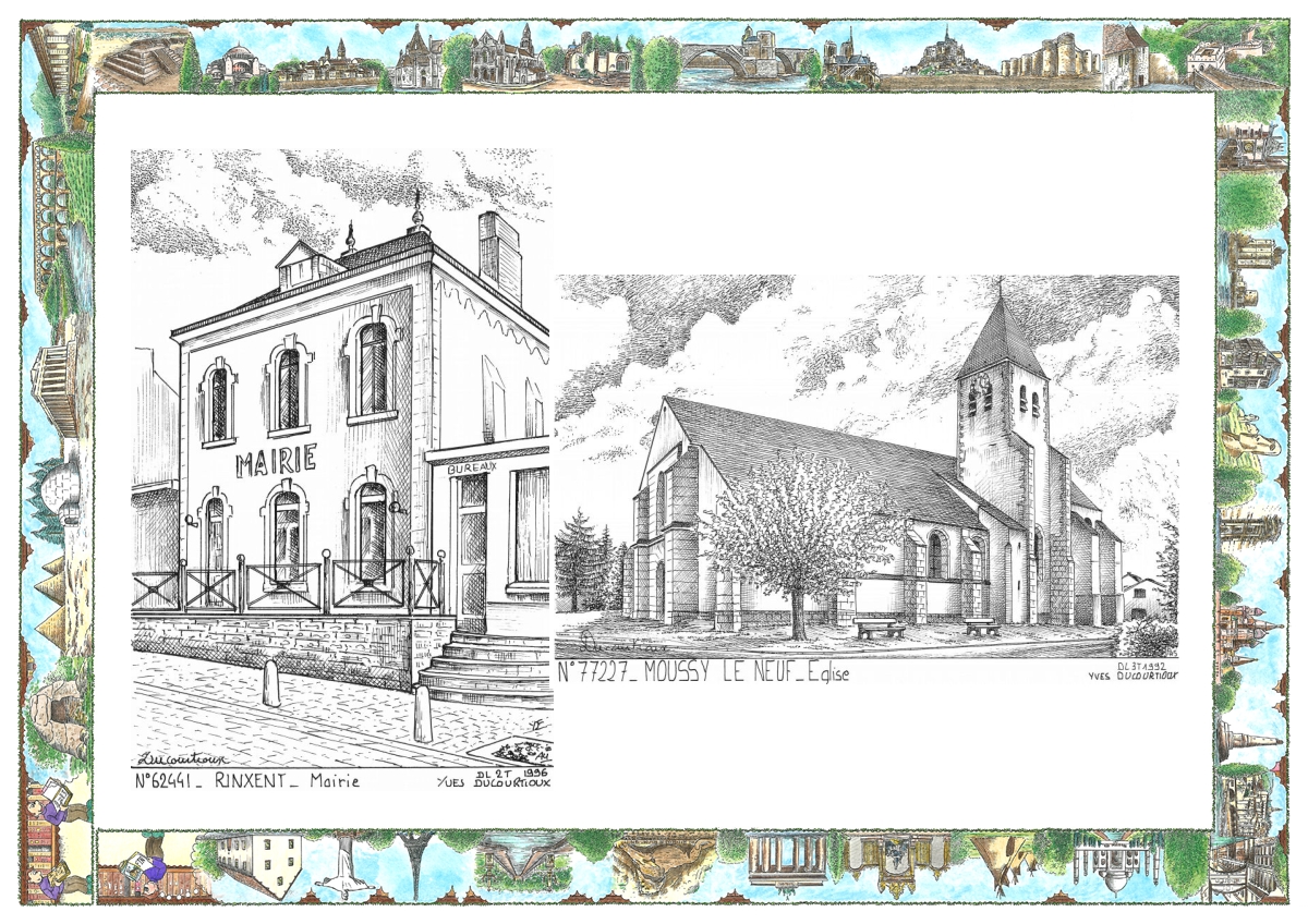 MONOCARTE N 62441-77227 - RINXENT - mairie / MOUSSY LE NEUF - �glise
