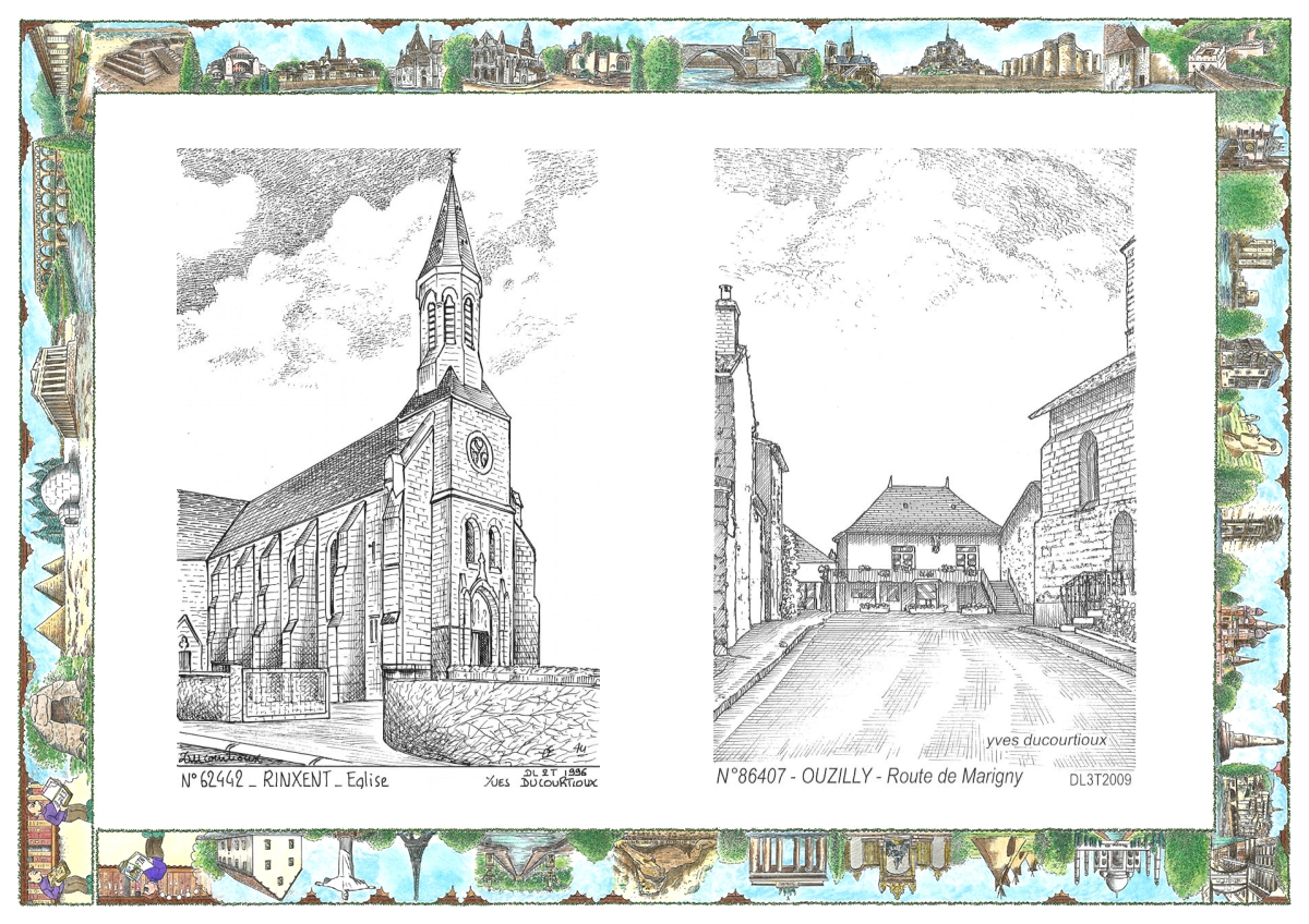 MONOCARTE N 62442-86407 - RINXENT - �glise / OUZILLY - route de marigny