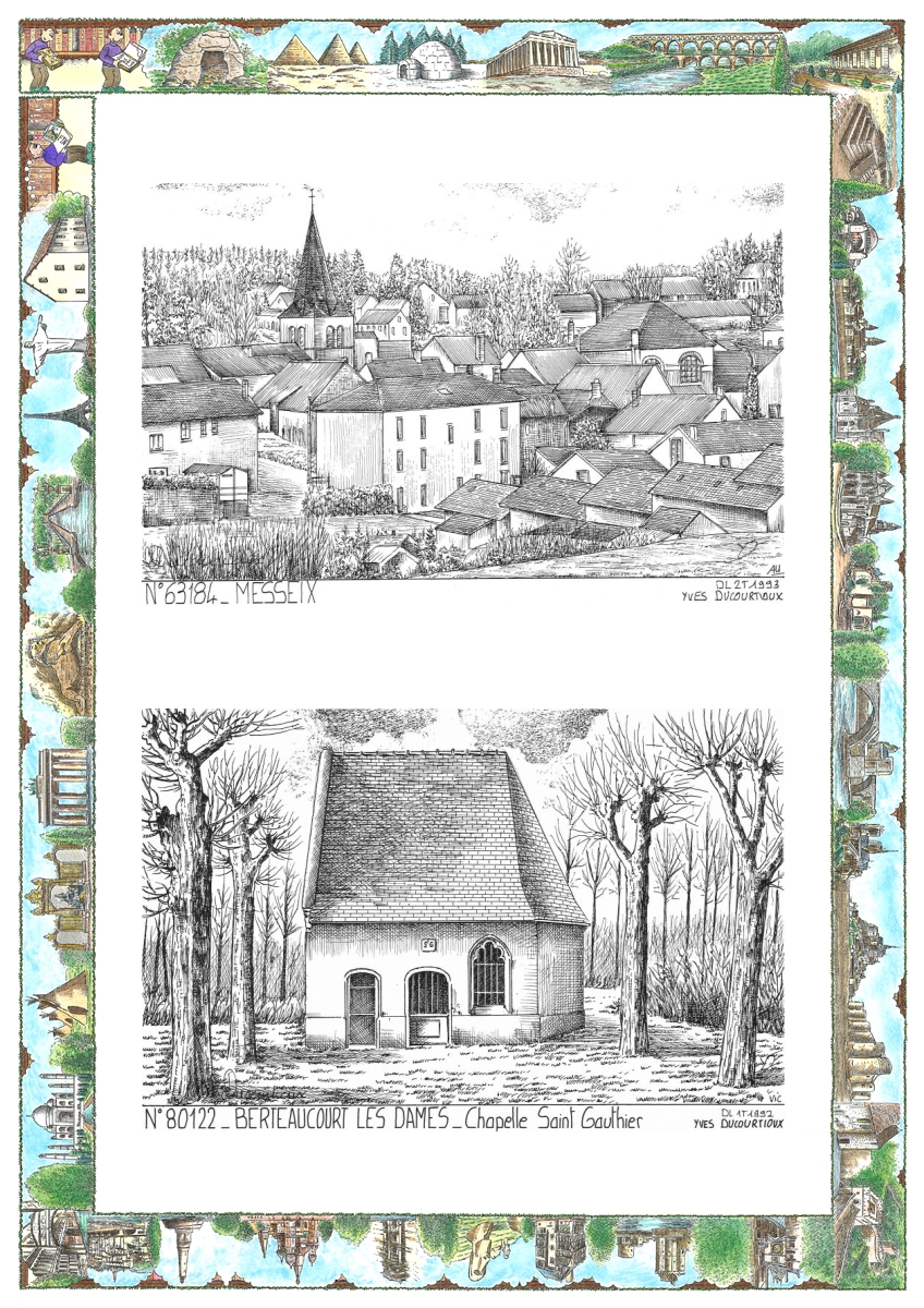 MONOCARTE N 63184-80122 - MESSEIX - vue / BERTEAUCOURT LES DAMES - chapelle st gauthier