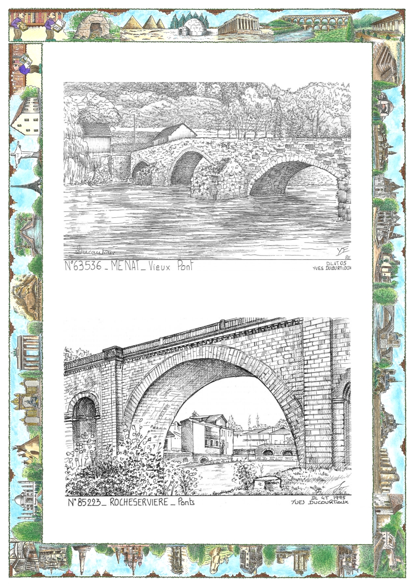 MONOCARTE N 63536-85223 - MENAT - vieux pont / ROCHESERVIERE - ponts