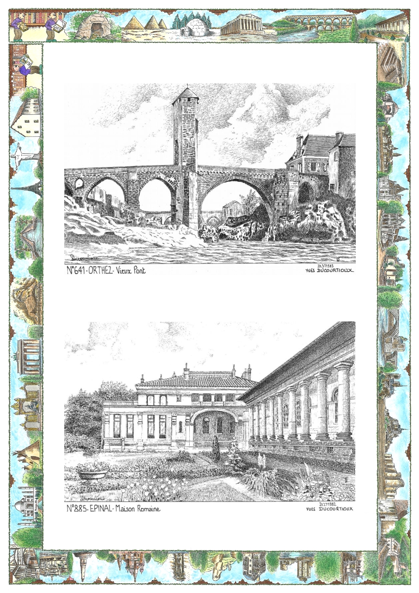 MONOCARTE N 64001-88005 - ORTHEZ - vieux pont / EPINAL - maison romaine