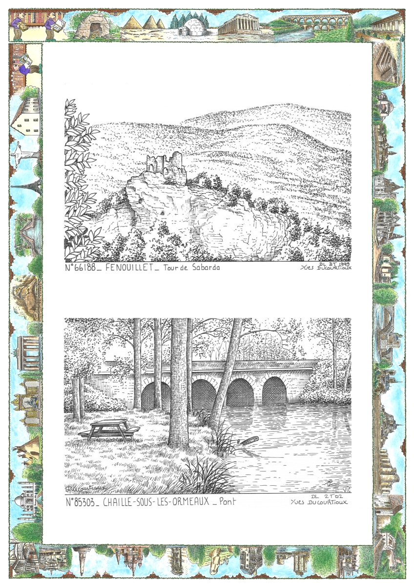 MONOCARTE N 66188-85303 - FENOUILLET - tour de sabarda / CHAILLE SOUS LES ORMEAUX - pont
