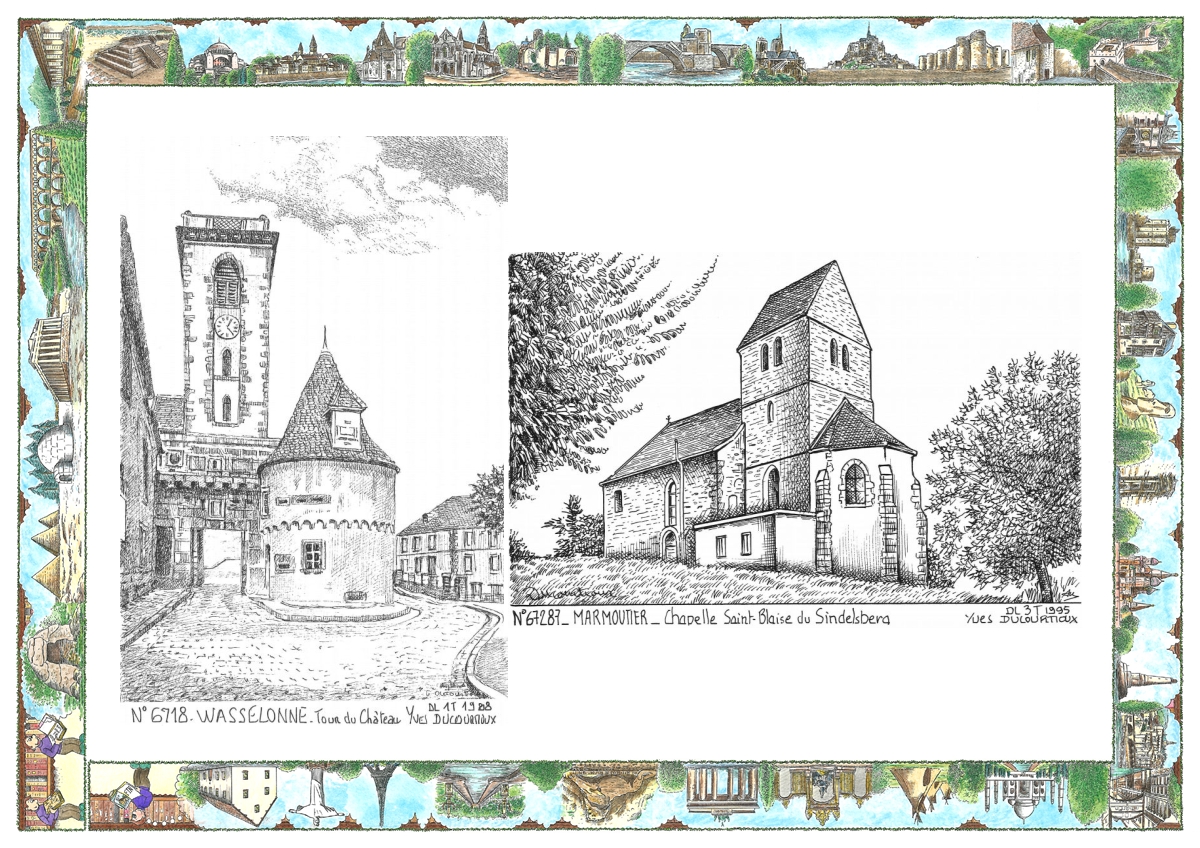 MONOCARTE N 67018-67287 - WASSELONNE - tour du ch�teau / MARMOUTIER - chapelle st blaise du sindelsb