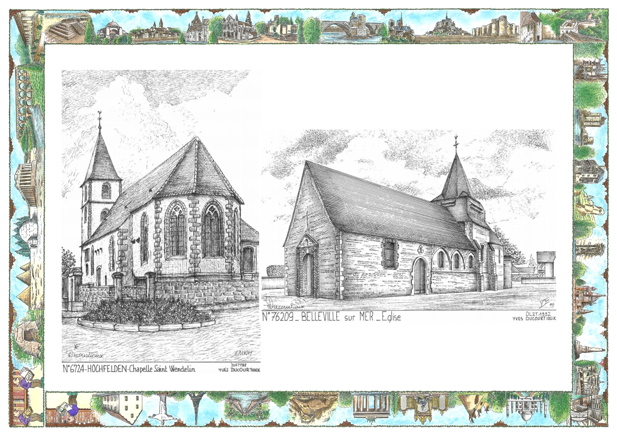 MONOCARTE N 67024-76209 - HOCHFELDEN - chapelle st wendelin / BELLEVILLE SUR MER - �glise