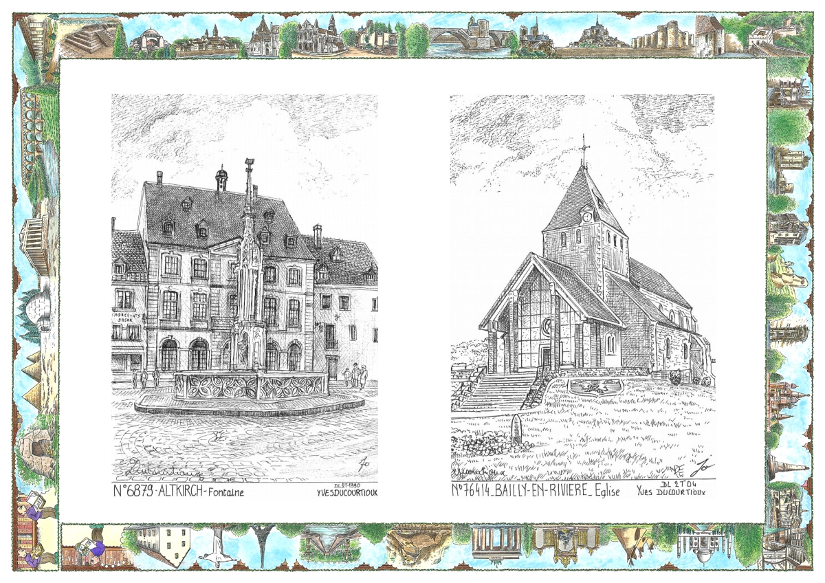 MONOCARTE N 68079-76414 - ALTKIRCH - fontaine / BAILLY EN RIVIERE - �glise