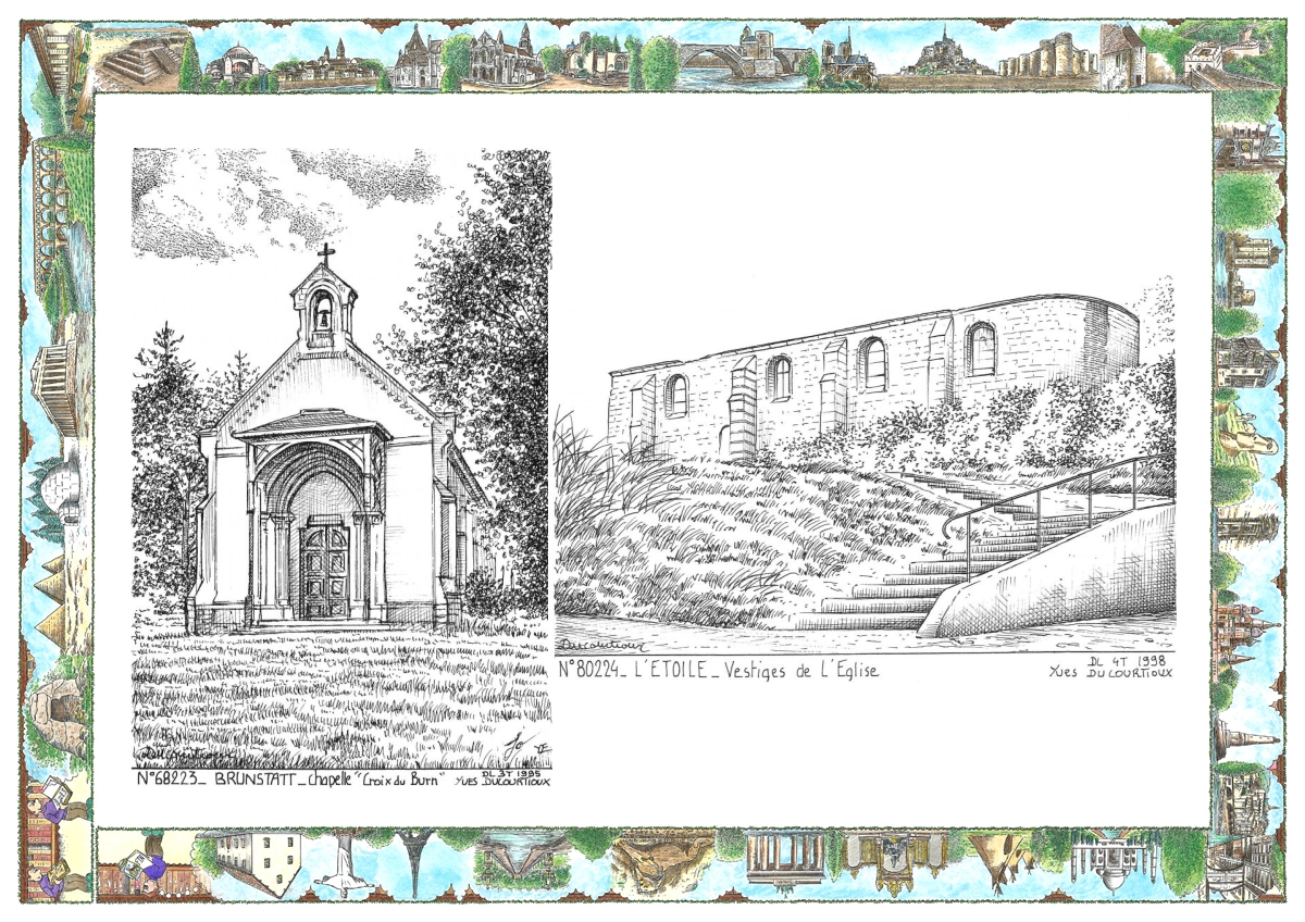 MONOCARTE N 68223-80224 - BRUNSTATT - chapelle croix du burn / L ETOILE - vestiges de l �glise