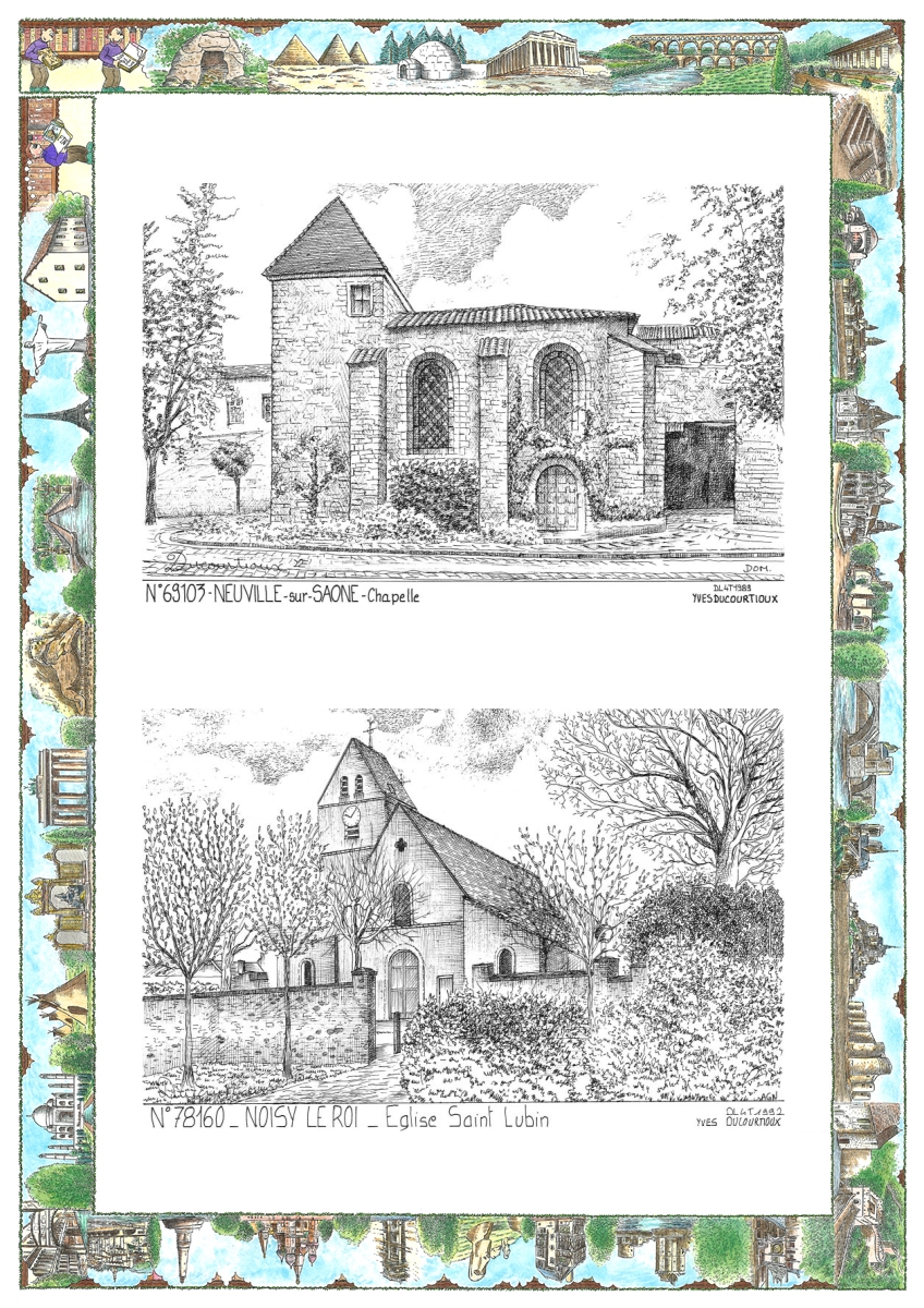 MONOCARTE N 69103-78160 - NEUVILLE SUR SAONE - chapelle / NOISY LE ROI - �glise st lubin