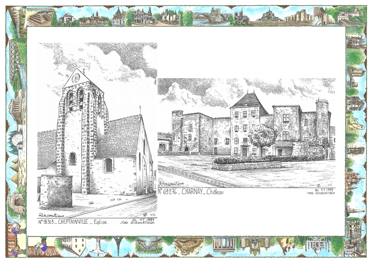 MONOCARTE N 69276-91313 - CHARNAY - ch�teau / CHEPTAINVILLE - �glise