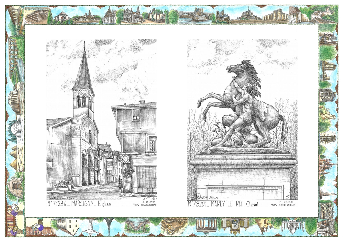 MONOCARTE N 71234-78201 - MARCIGNY - �glise / MARLY LE ROI - cheval