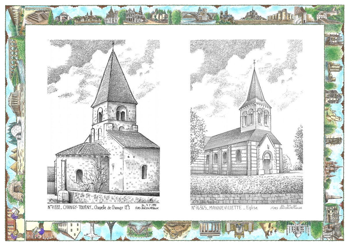 MONOCARTE N 71332-76365 - CHANGY TOURNY - chapelle de changy 12� s / MANNEVILLETTE - �glise