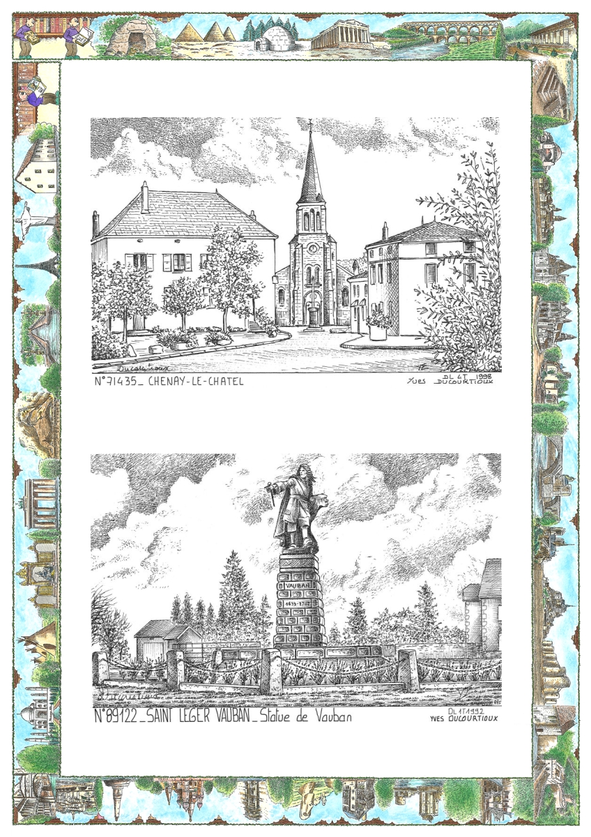 MONOCARTE N 71435-89122 - CHENAY LE CHATEL - vue / ST LEGER VAUBAN - statue de vauban