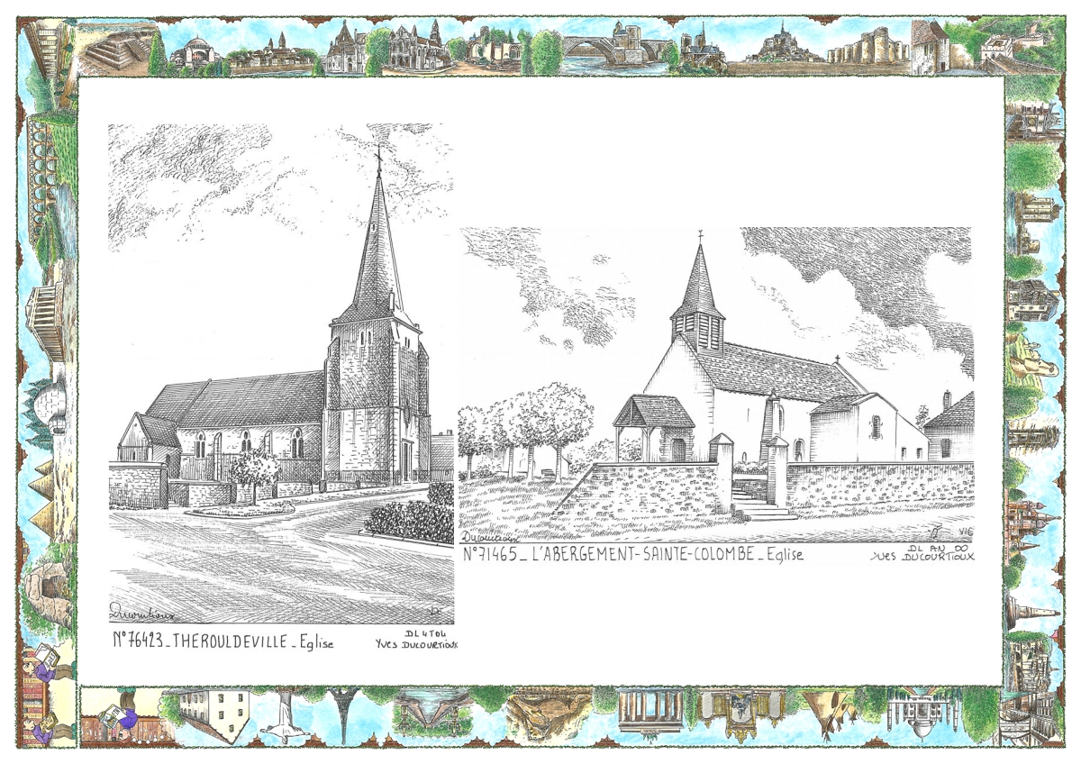 MONOCARTE N 71465-76423 - L ABERGEMENT STE COLOMBE - �glise / THEROULDEVILLE - �glise