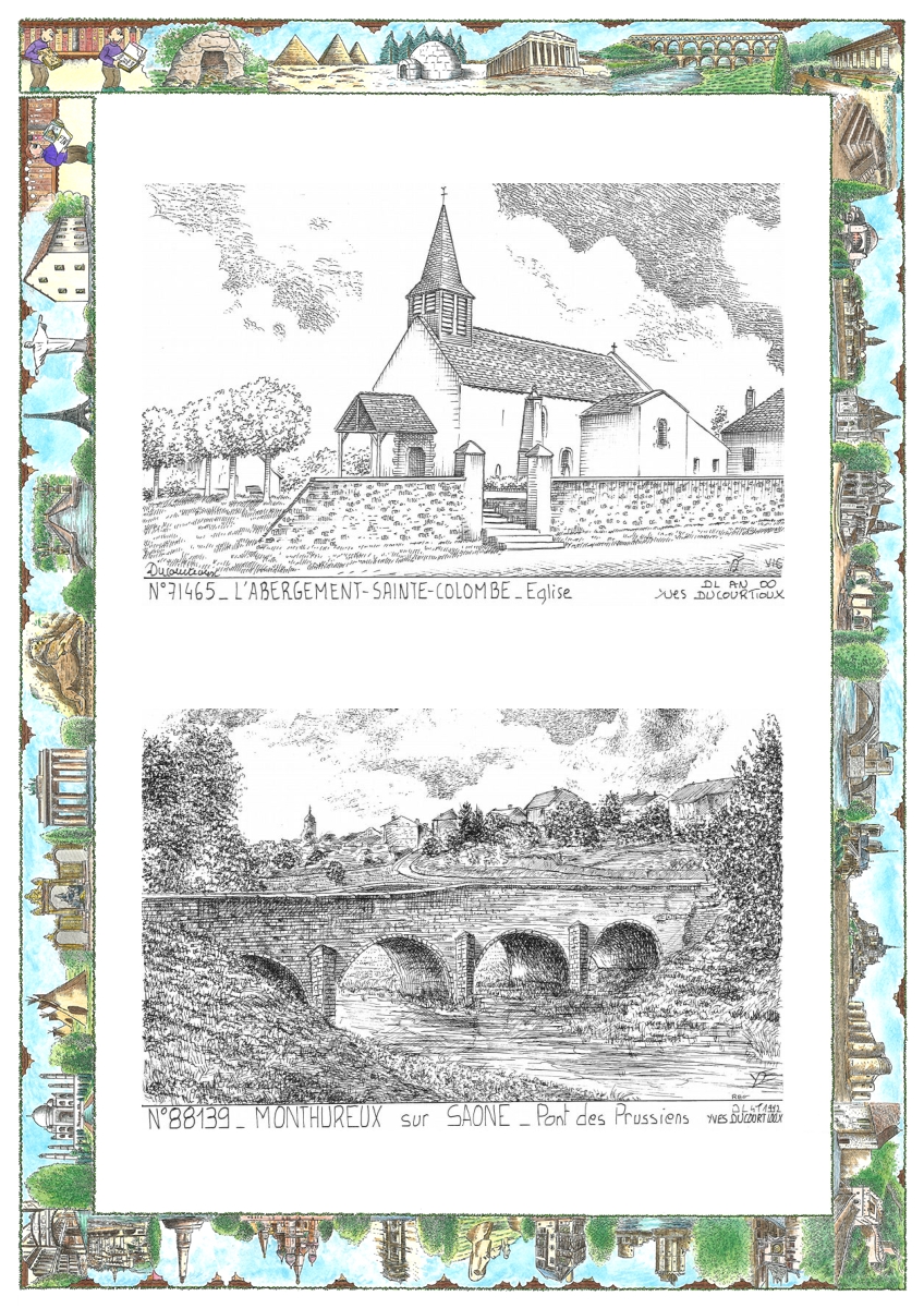 MONOCARTE N 71465-88139 - L ABERGEMENT STE COLOMBE - �glise / MONTHUREUX SUR SAONE - pont des prussiens