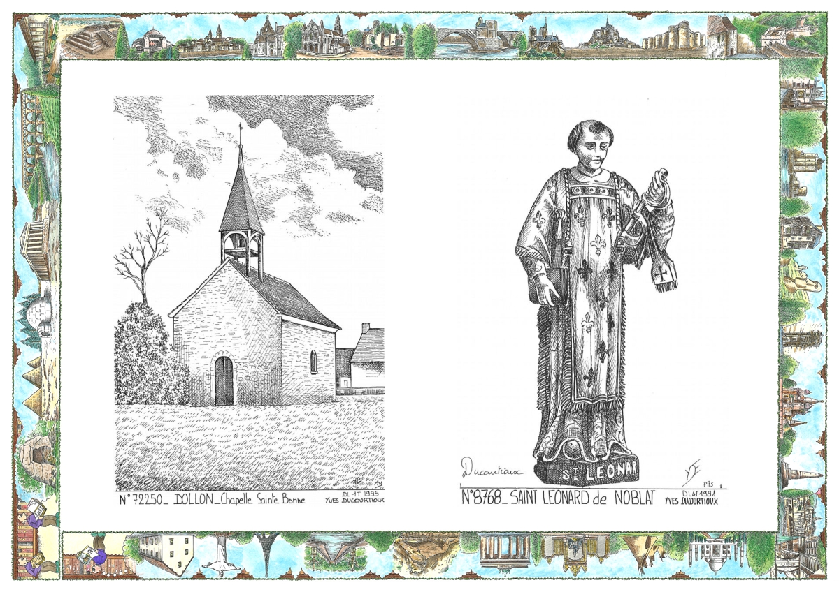 MONOCARTE N 72250-87068 - DOLLON - chapelle ste bonne / ST LEONARD DE NOBLAT - statue de st l�onard