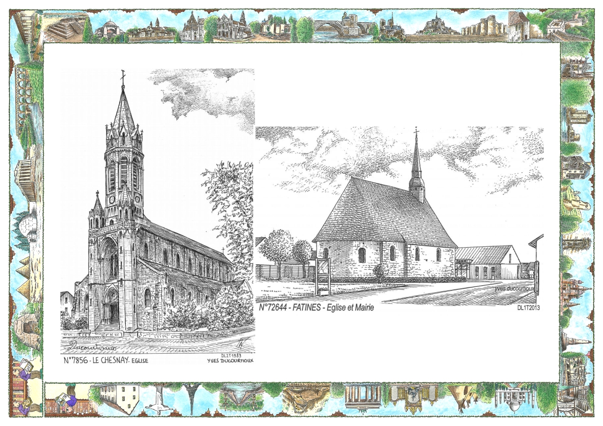 MONOCARTE N 72644-78056 - FATINES - �glise et mairie / LE CHESNAY - �glise