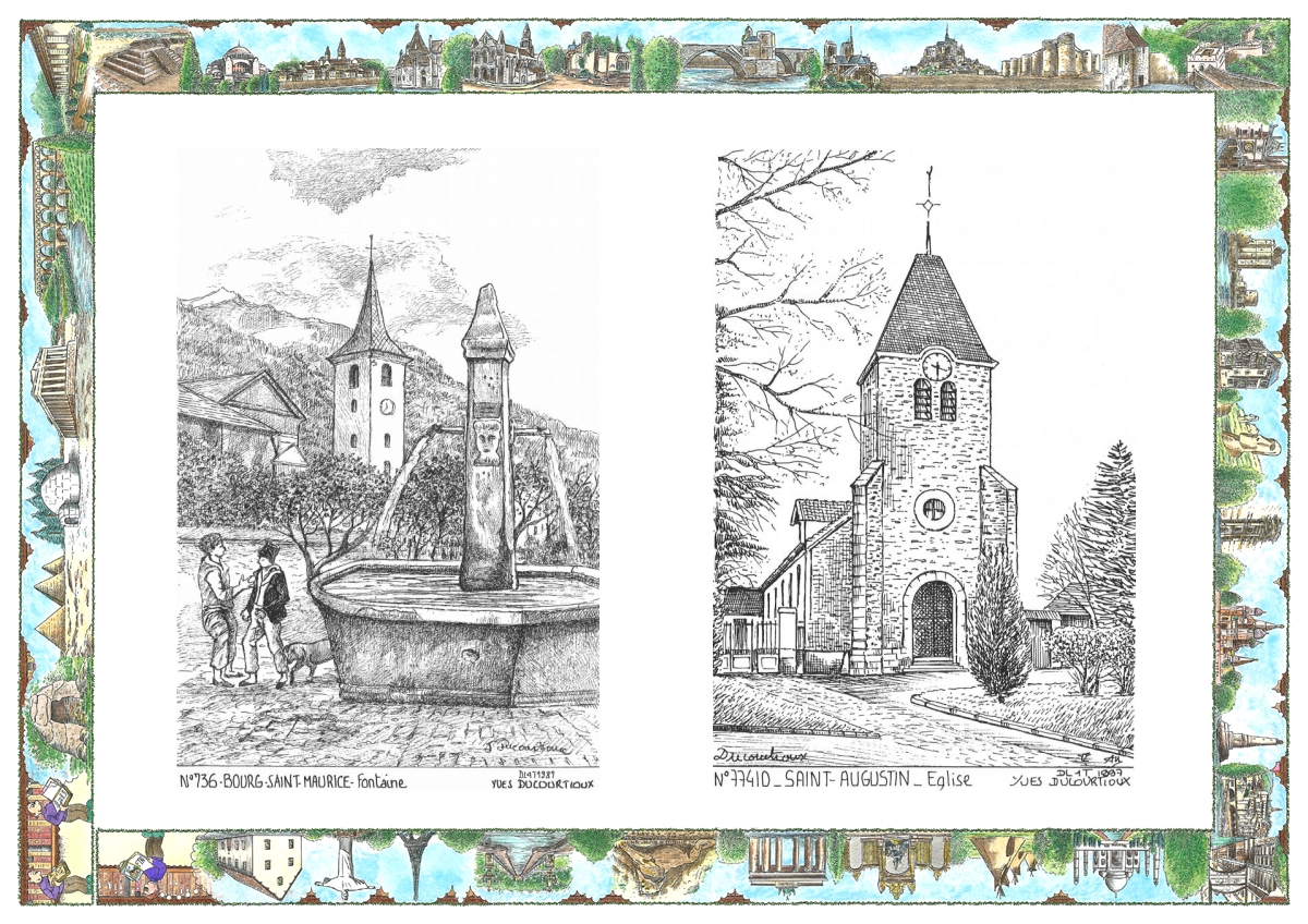 MONOCARTE N 73006-77410 - BOURG ST MAURICE - fontaine / ST AUGUSTIN - �glise