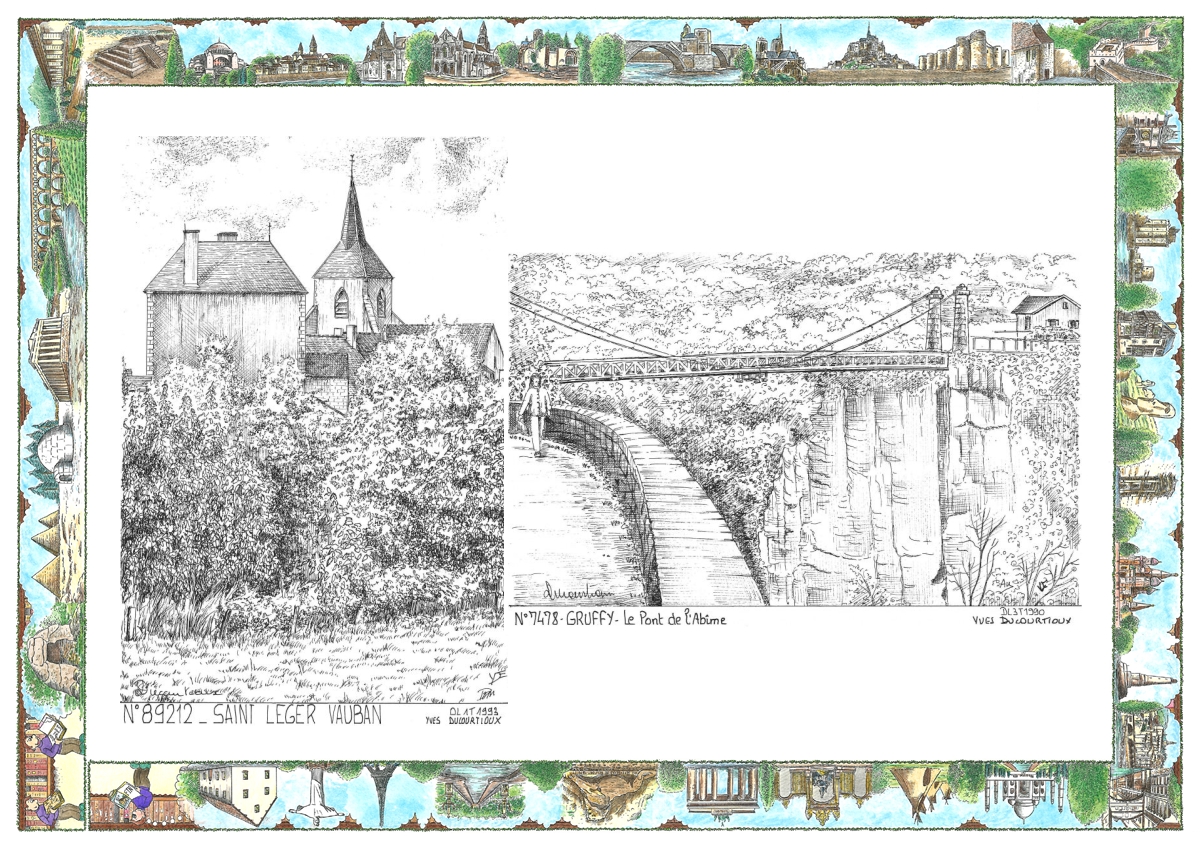 MONOCARTE N 74078-89212 - GRUFFY - le pont de l ab�me / ST LEGER VAUBAN - vue