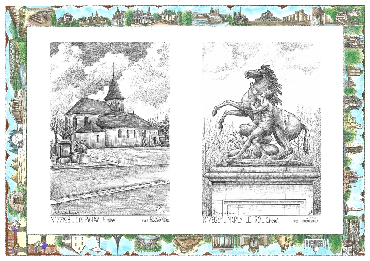 MONOCARTE N 77193-78201 - COUPVRAY - �glise / MARLY LE ROI - cheval