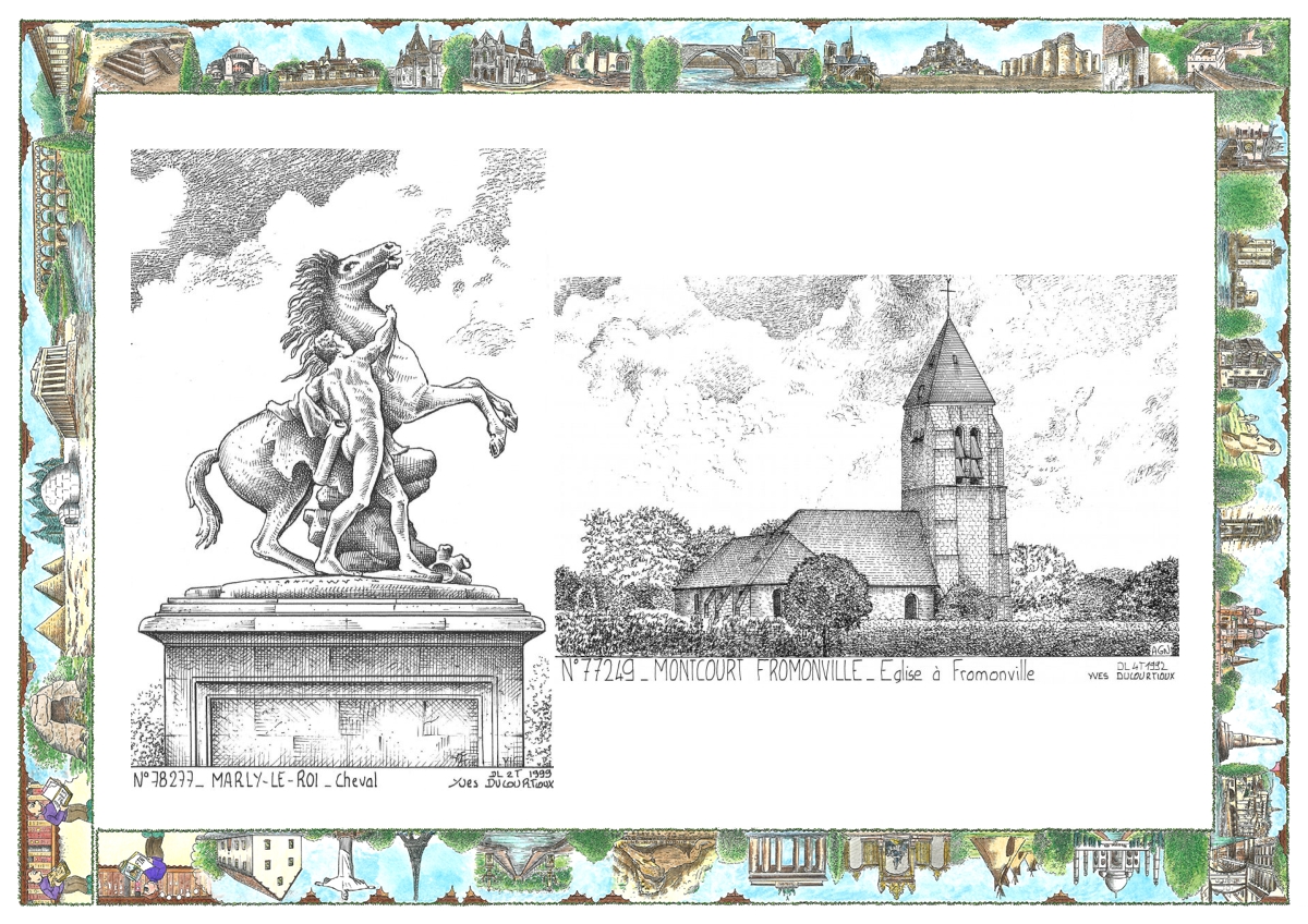 MONOCARTE N 77249-78277 - MONTCOURT FROMONVILLE - �glise � fromonville / MARLY LE ROI - cheval