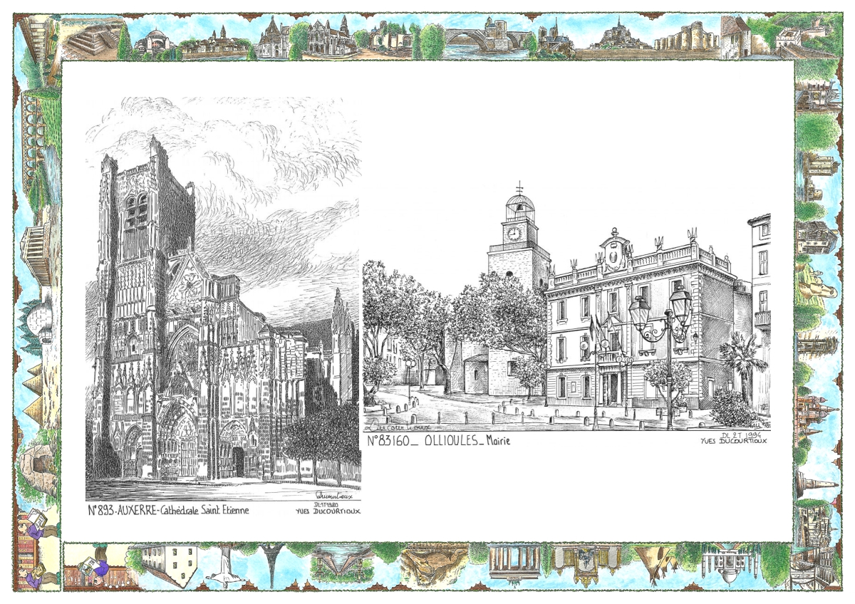 MONOCARTE N 83160-89003 - OLLIOULES - mairie / AUXERRE - cath�drale st �tienne