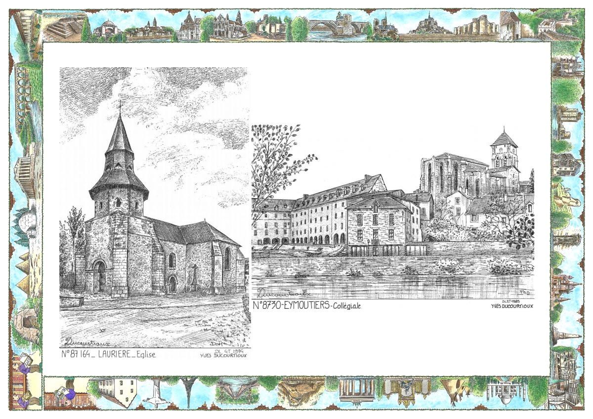MONOCARTE N 87030-87164 - EYMOUTIERS - coll�giale / LAURIERE - �glise