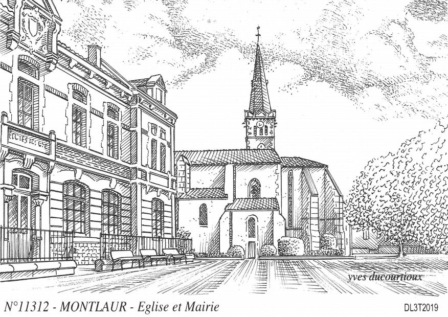 N 11312 - MONTLAUR - glise et mairie