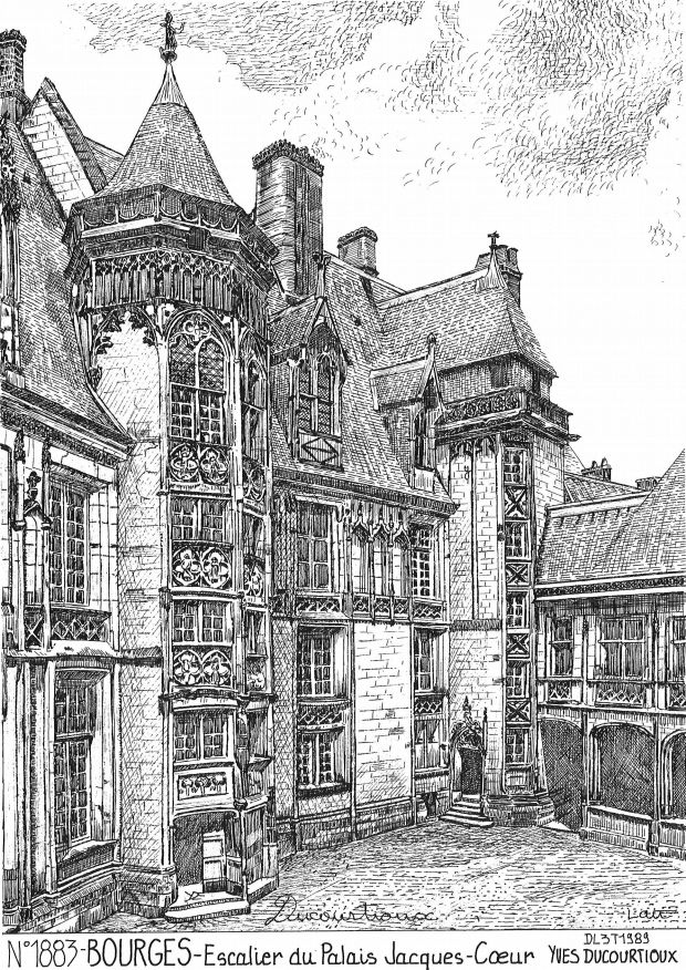N 18083 - BOURGES - escalier du palais jacques coeu